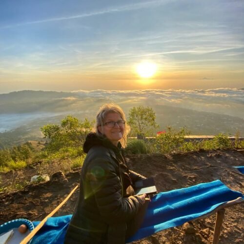 Beautiful sunrise from Mount Batur summit