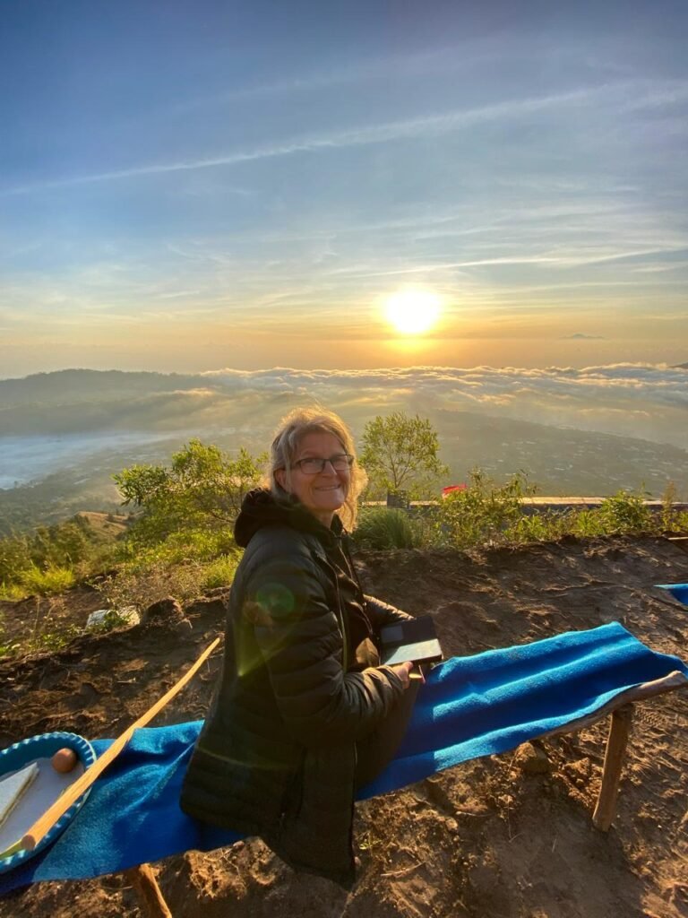 Beautiful sunrise from Mount Batur summit