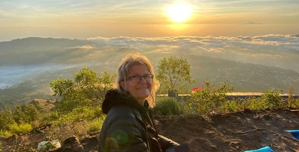 Beautiful sunrise from Mount Batur summit